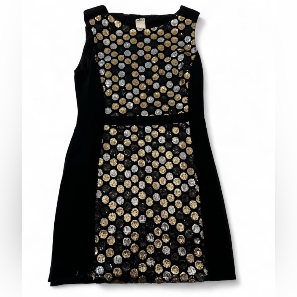 Elegant Black and Gold Polka Dot Dress